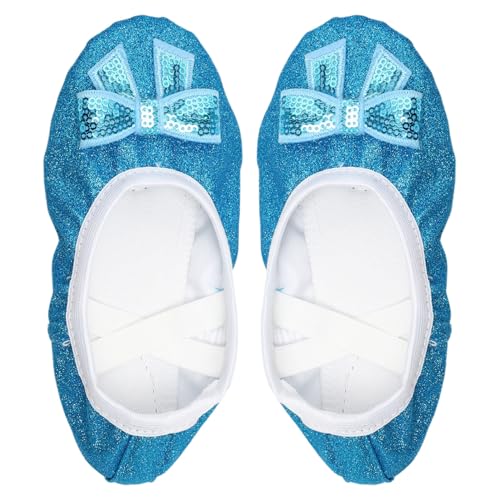 Glitter Ballet Shoes for Girls/Children - Non-Slip Soft Sole Dance Slippers with Bow