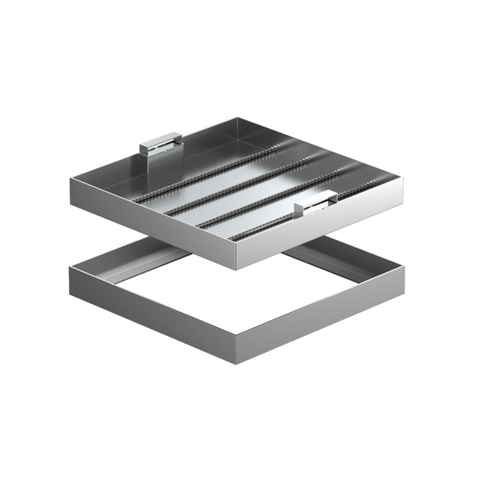 GJMSSMY 70x70cm Stainless Steel Square Access Cover, Invisible Inspection Lid with Pull Handle, Drainage Plate for Easy Access & Durability (28x28in)