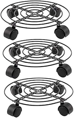 Pots de fleurs ronds avec roulettes de 27,9 cm en lot de 3 - 3