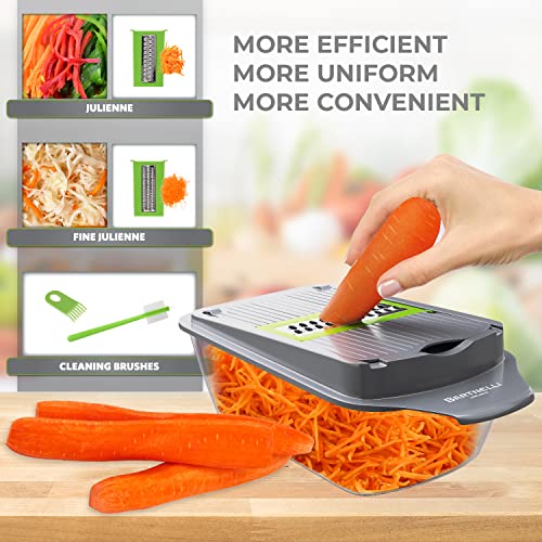 Bartnelli Vegetable Chopper Food Slicer Pro | 15 Pc Multifuctional Kitchen Gadgets For Onion, Veggie, Cheese Grater, Vegetables Cutter With Large Container, Easy To Clean, With Bonus Brush And Fork #TOP3