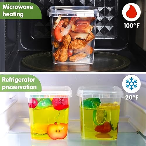Image of Sliner 60 Sets Square Deli Containers with Lids, 64oz, 32oz, 16oz