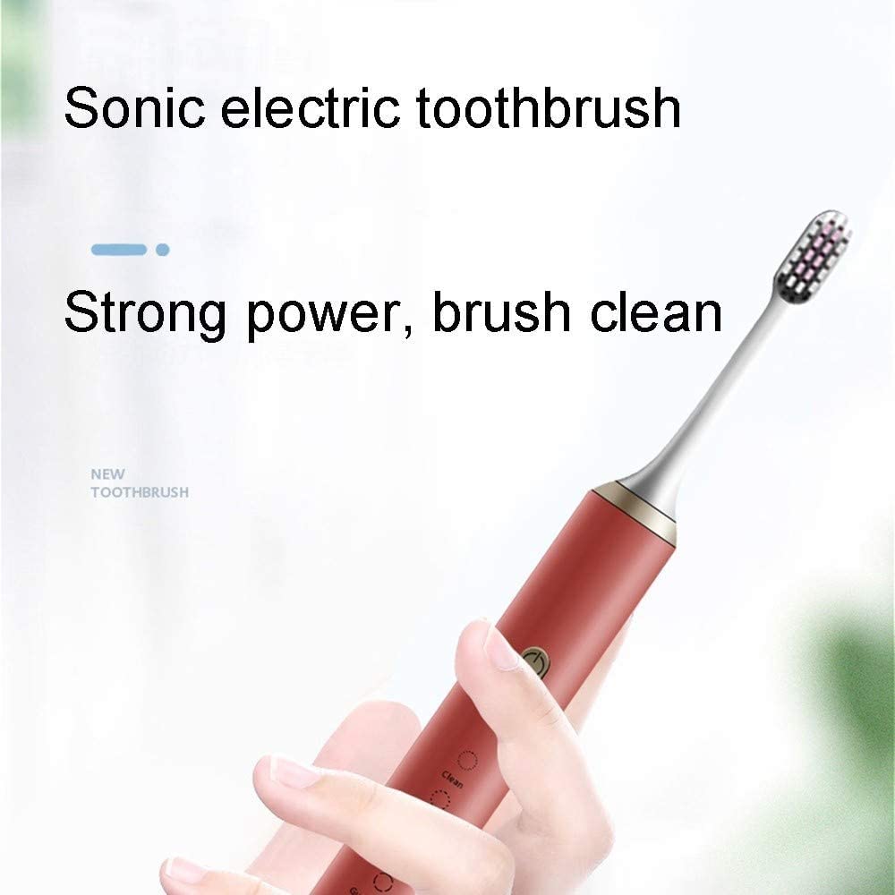 Spazzolino da Denti con 5 modalità Impermeabili IPX7 Spazzolino Elettrico con Timer Intelligente Ricaricabile for Adulti for Viaggiare Denti Cure dentistiche USB Carica (Color : Pink)