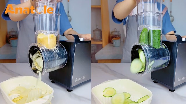 Affettatrice Verdure Elettrica Anatole - Grattugia Formaggio, 5 Lame Acciaio, 250W, Multifunzione