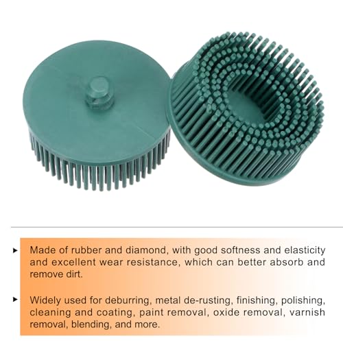 Image of HARFINGTON 5pcs Bristle Disc 2 inch 50 Grit Abrasive Brush Deburring Electric Disc Brush with Quick Change Lock Abrasive Coating Removal Disc for Metal, Green