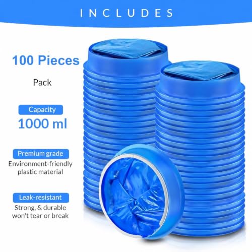 Image of Vomit Bags 100 Pack, 1000ml Disposable Emesis Bags | Disposable, Leak-Proof, Travel & Motion Sickness, Morning Sickness, Air Sea Car Sickness