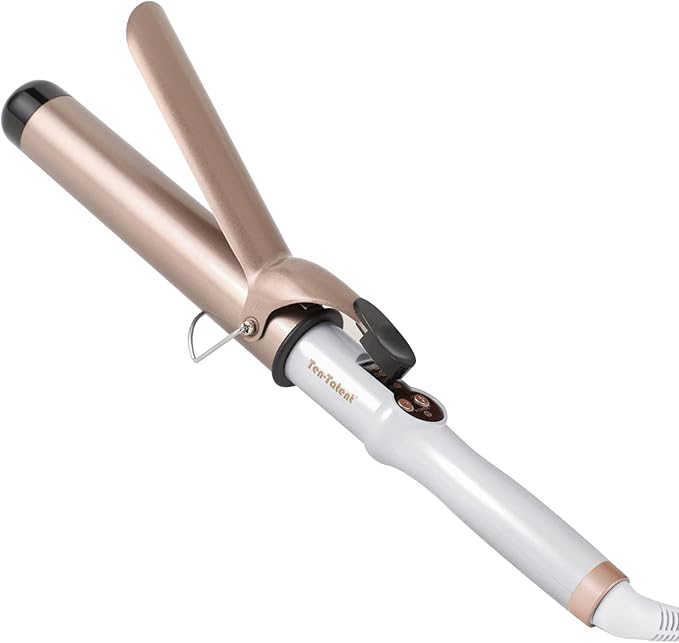 TenTatent Curling Tongs, 38mm Barrel Curling Tong Iron, Ceramic