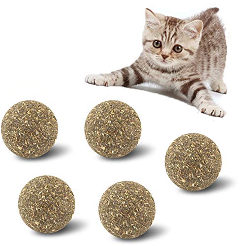 Kangle 5 peças de bolas de erva de gato para gatos, lamber doces, açúcar, lanches saudáveis para gat