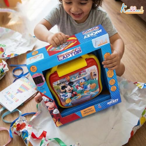 Image of LTS Mickey Mouse Theme Educational Laptop for Kids - Interactive Preschool Learning Toy with Alphabet,Numbers & Word Pronunciation,Battery Operated English Computer for Boys & Girls 3+Years