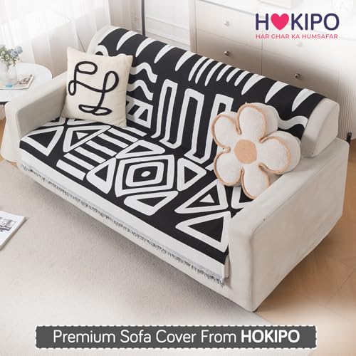 Image of HOKIPO Sofa Cover 3 Seater, 180x175 cm, Black