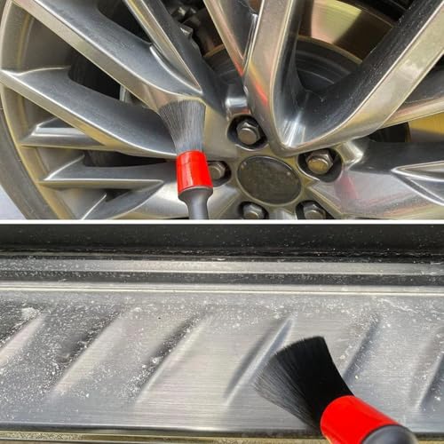 Kit de Escovas de Detalhamento Automotivo para Carro e Moto - 5 Peças para Limpeza de Rodas, Interio