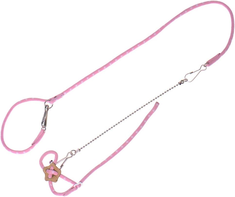Adjustable Leash Harness with Bell for Rat Mouse Squirrel Guinea Pig Walking Training (Pink)