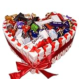 Donda's House® Cesta Kinder San Valentin. Huevos Kinder. Corazon MINIS. Cesta Mini Chocolatinas. Regalo original pareja. Surtido Mini Chocolatinas. Contiene 70 Piezas Regalo ideal San Valentin.