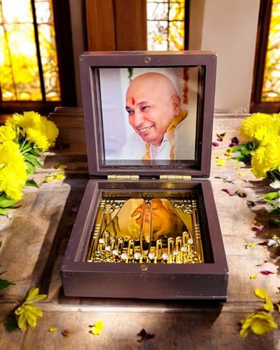 Image of Guru Ji Pocket Temple Charna Paduka Bade Mandir | Gold Plated Box God Idol Bhagwan | Religious Gift for Mom & Dad | JaiGuru Ji Swaroop (GURU JI)