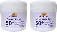 Kit 2 Creme Facial 50+ Para Rugas Com Acido Hialurônico Antirrugas e Antissinais 120g Happy Day Cosméticos