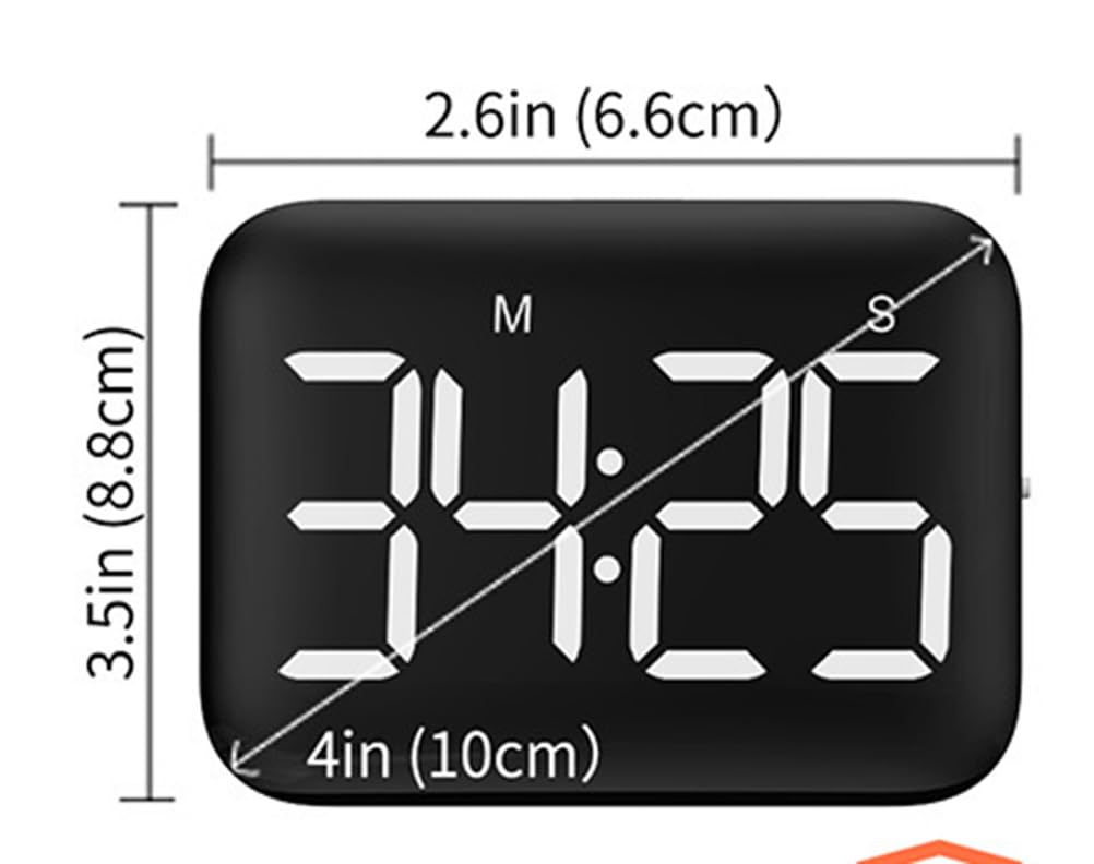Cyfrowy minutnik kuchenny - magnetyczny minutnik z dużym wyświetlaczem LED, głośną głośnością i 2 jasnościami, łatwy w użyciu dla nauczycieli i seniorów
