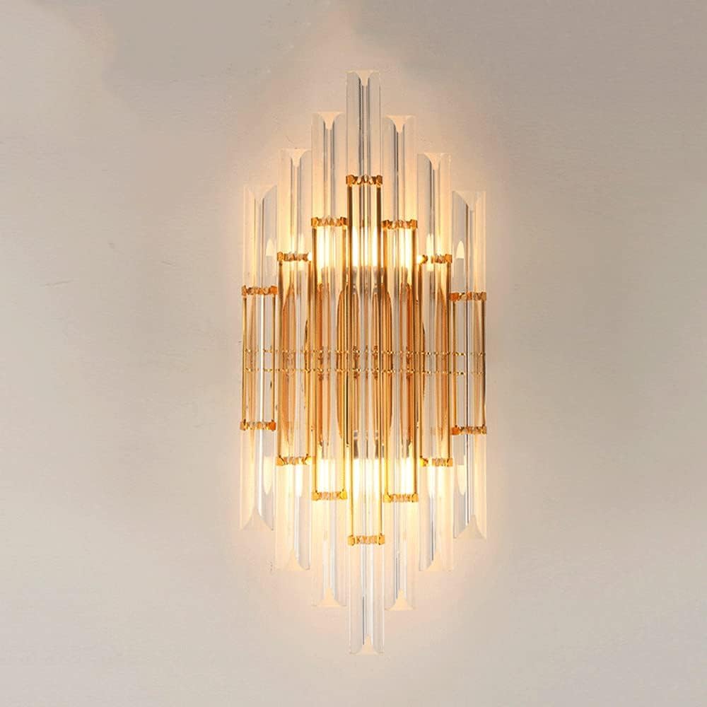 VGTLAKEX Wall Light Wall Sconce Light Crystal Lamp Gold Metal Lighting Fixtures Luxury Wash for Living E14 Headboard Sconces