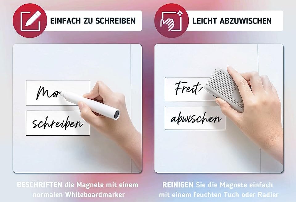 50 beschreibbare Magnet-Etiketten Magstick - 10 x 4 cm weiß - mag155 | Rückseite magnetisch, Größe 100 x 40 mm, Stärke 0,85 mm, Kein Haftgrund für Magnete, NICHT als Haftmagnet gedacht