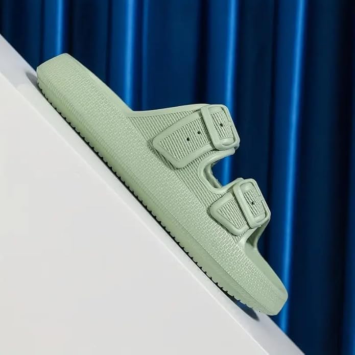 Image of Women Adjustable Open Toe Slide Sandals Classic Ultra Soft EVA Footbed Summer Designed to Fit Flat Buckle Sliders for Women & Girls