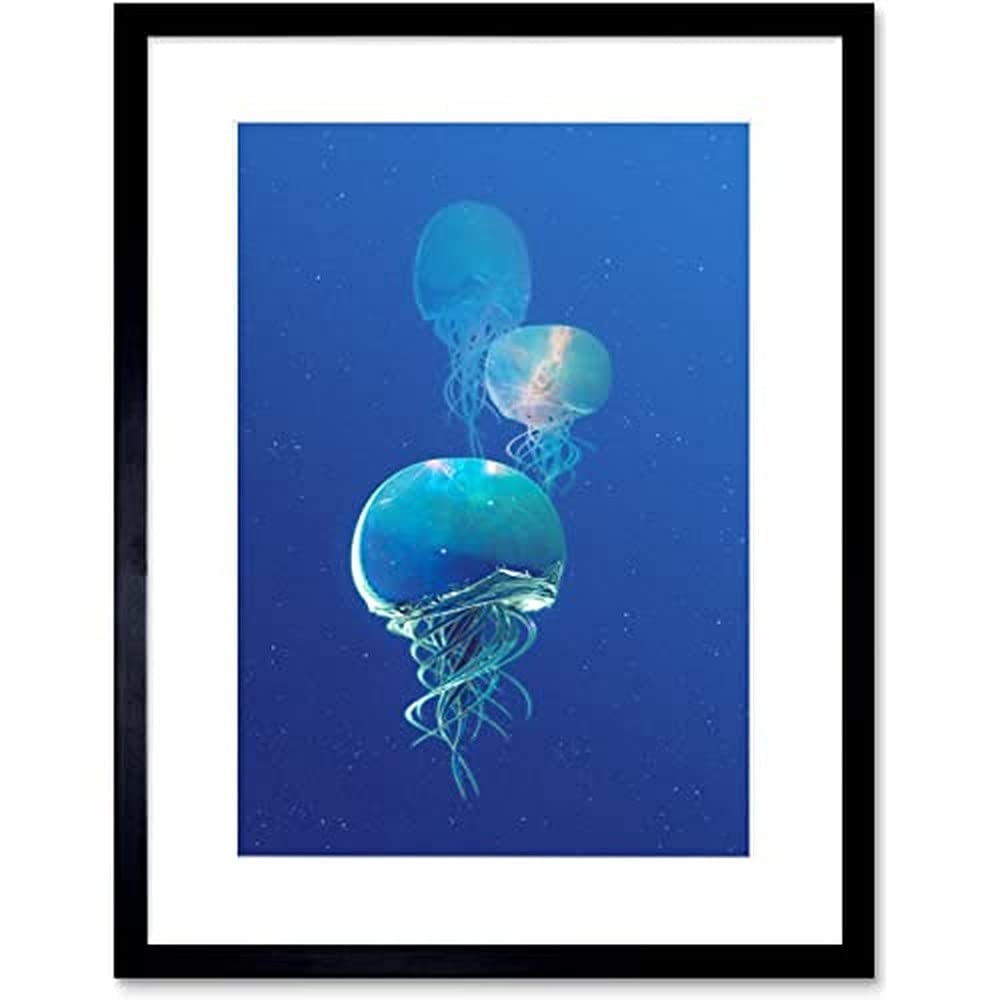 Wee Blue Coo Celestial Galaxy Stars Jellyfish Photograph Combined Blue Art Print