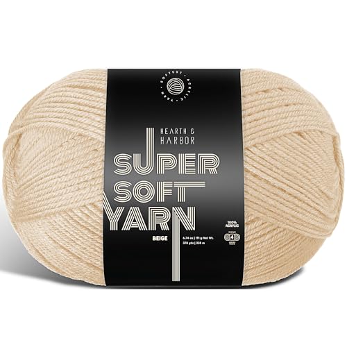Image of Acrylic Yarn for Crocheting & Knitting - Soft Crochet Yarn for Crocheting, 370 Yards, Perfect for Crafts & Amigurumi, Medium Worsted Weight 4, Beige