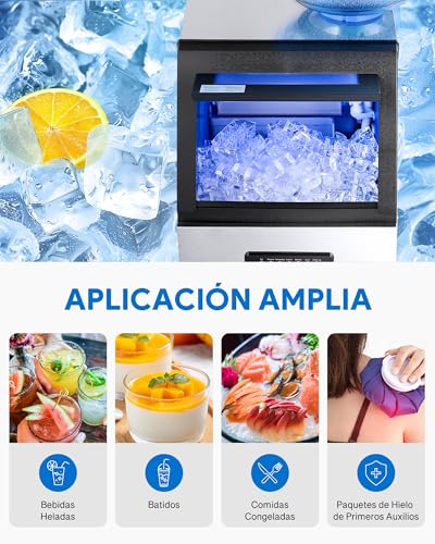 Miniatura 8 de Creworks Maquina Para Hacer Hielo 59kg 24h Maquina De Hielo 36pcs Con Capacidad De Almacenamieto 10kg Máquina De Cubito De Hielo Para Bares, Restaurante Y Cafetería