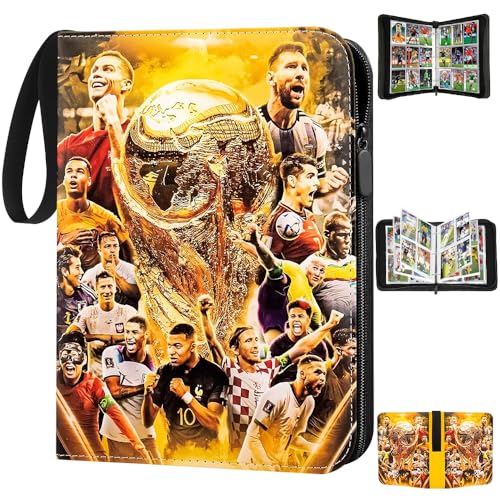 Mineup Album raccoglitore per carte di calcio, Libro di Carte Collezionabili di Calcio, 50 Pagine supporto per carte da calcio, Capacità 400, grandi sportive, 3 anelli