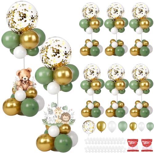 8 Sets Sage Green Balloon Column Table Centerpiece Reusable Table Balloon Tower for Wedding, Baby Shower, Birthday, Engagement Party Decorations