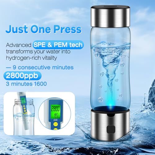 Hydrogen Water Bottle Generator – Produces Hydrogen Water Alternative to Hydrogen Water Tablets,3-Min Hydrogen Water, Inhalation & Drinking, Auto Clean, Slim & Portable for Travel, Gym, Office - Image 3