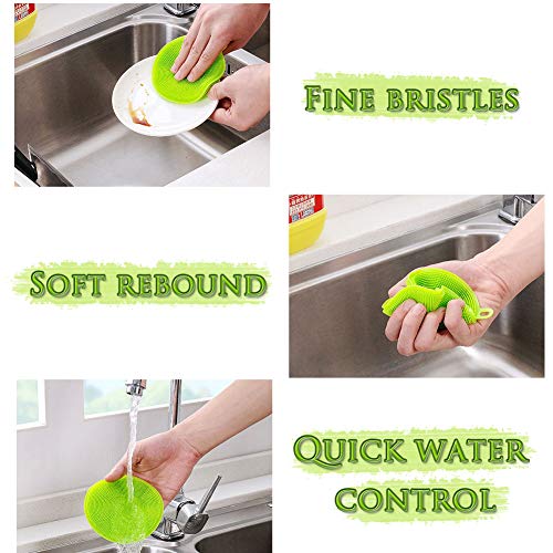 BESTZY Spugna Silicone, 6 Pezzi Silicone Scrubber
