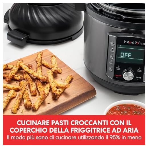 Instant Pot Pro Crisp 11-in-1 Friggitrice ad Aria / Pentola a Pressione Multifunzione in Acciaio Inossidabile, Adatta a Cucinare Patatine Fritte, Verdura e molto altro, 1500 W, 7,6 L - Nero