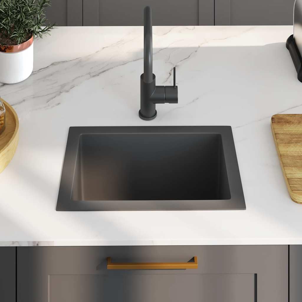 Fregadero de cocina hecho a mano acero inoxidable negro 44 x 29 x 20 cm