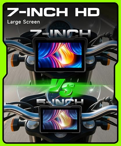 Image of Motorcycle CarPlay Screen 7 Inch Portable Wireless Carplay Android Auto for Motorbike IP68 Waterproof Touchscreen, Supports Airplay & Android Cast, GPS Navigation, Bluetooth, EQ