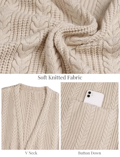 VIMPUNEC Womens Fall Long Cardigan Sweaters Cable Knit Jackets Open Front Outwear Coats with Pockets4