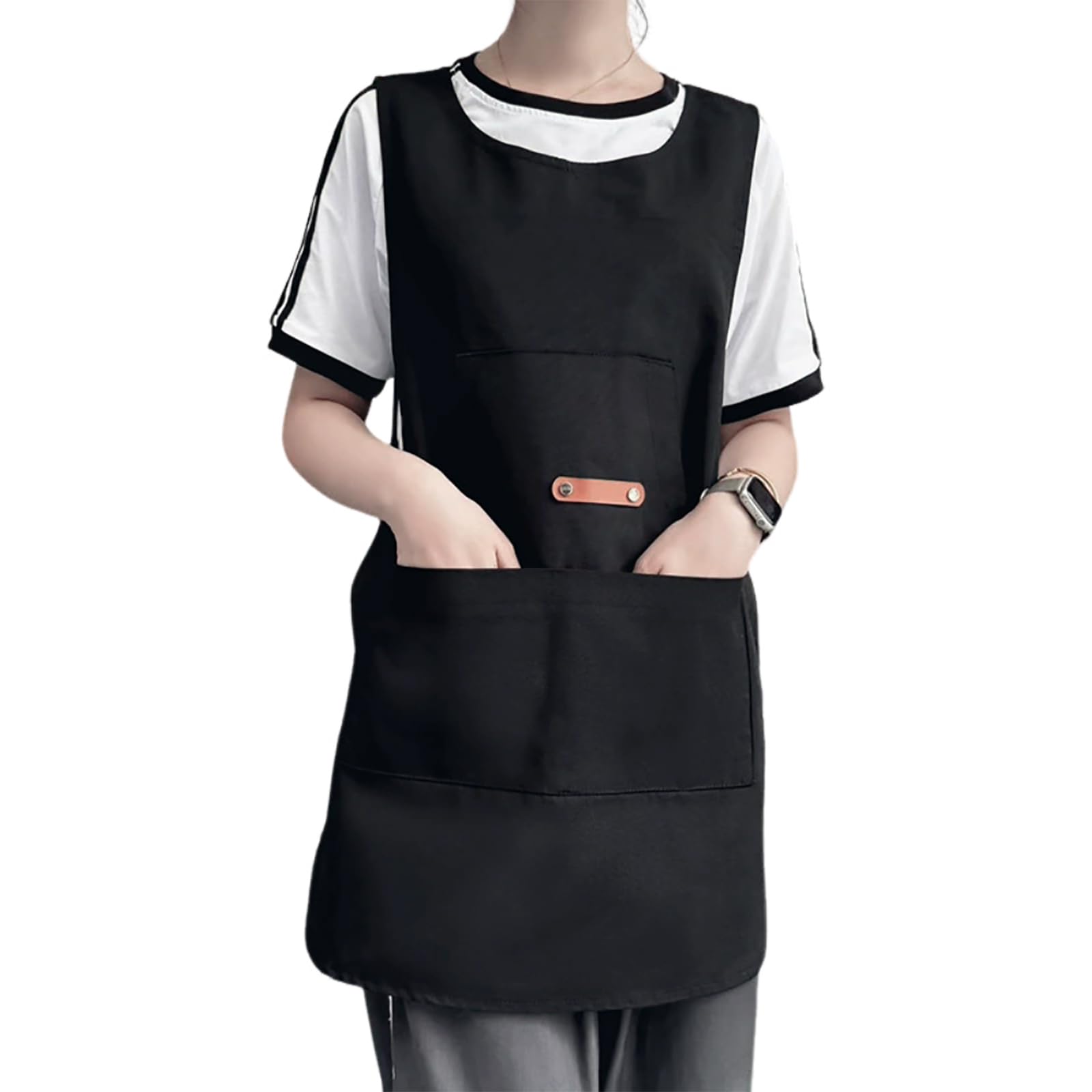 Uomo Donna Cucina Grembiule Cotone Bavaglino Grembiule con Tasca per Giardino Ristorante caffè Artista Pittura Black,One Size