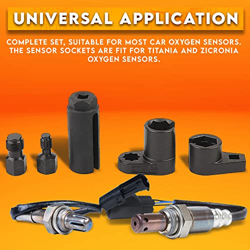 Automotive Oxygen Sensor Socket And Vacuum Socket With Spark Plug Thread Repair Chasers Set With 3/8 Inch Drive And 7/8 Inch Offset Oxygen Sensor Socket Wrench Remover Tool #TOP3