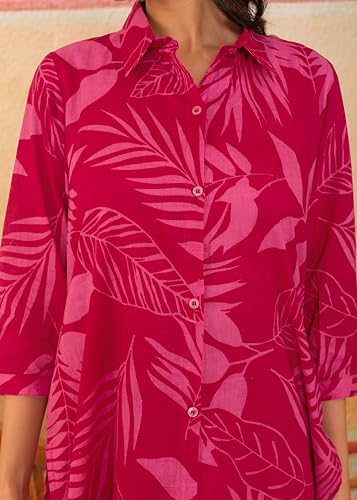 Image of LABEL ADRIJA Floral Print Pure Cotton Tunic Shirt Pant Cord Set Kurta Pant Set for Women