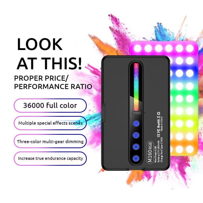 Image of CERLINK Portable Pocket Camera Light | Dimmable LED Panel Light 2700K-6500K Full Color 6.5W | 1800mAh Rechargeable Battery | for Phone Photography, Video Recording, Zoom Calls, Live Streaming, Selfies