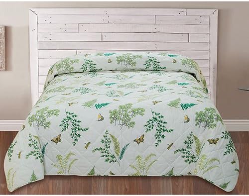 Ashley Cooper Seersucker Bedspread Butterfly And Fern In Twin Size 81 in X 110 in