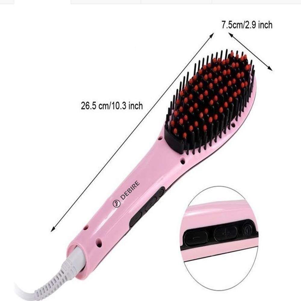Debire Professional Ceramic Fast Hair Straightener Saloon Style Straightening Comb Brush With Temperature Control (Pink-1) 2