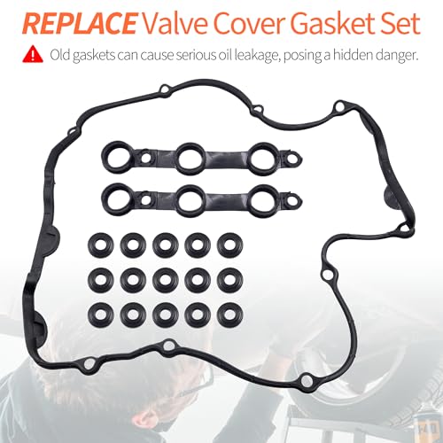 Image of HiSport Valve Cover Gasket Set - Compatible with BMW 325Ci 325i 325xi 525i Z3 323Ci 323i 328Ci 328i 528i Z3 330Ci 330i 330xi 530i X5 Z3 1998-2002 2.5L 2.8L 3.0L - Replace 11121726537