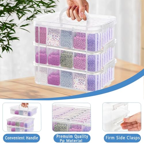 Image of 120pcs Bead Storagebead organizer boxes,3-Tier bead organizer boxes and craft storage boxes,Bead storage Stackable portable box,DIY Jewelry Craft Nails, Bracelets, Jewelry, (120pcs 2.09 x 1.57 x 0.8)