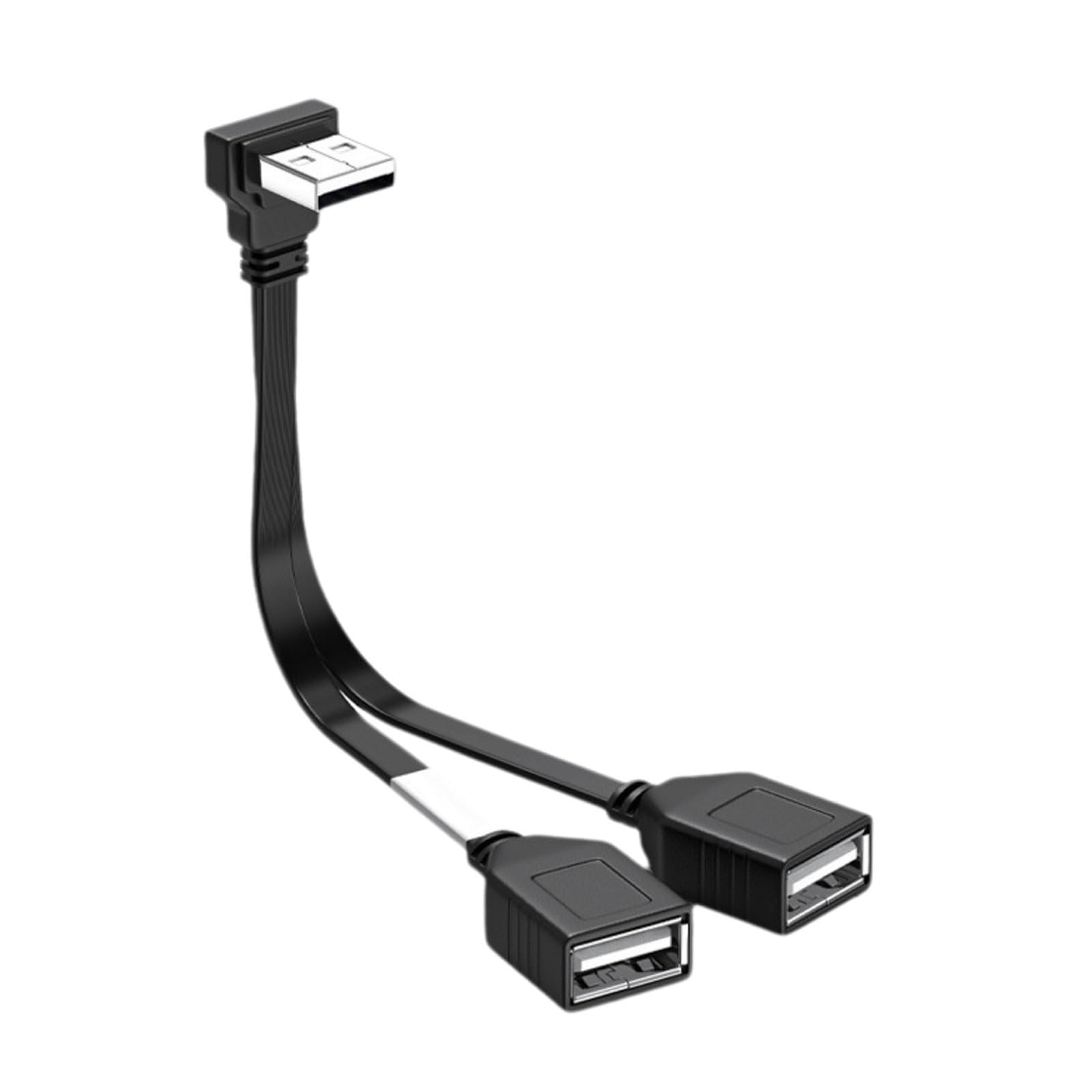 Xjdzineq USB 2.0 Splitter Cable Male to Double Female Adapter Space Saving 90Degree for Efficient Charging and Data Transfer USB Splitter