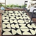 Wonnitar Outdoor Rug for Patio Clearance, 4x6 Waterproof Reversible Plastic Straw Rug,Indoor Outdoor Area Rug, Outside RV Rug for Camping, Geometric Mat for Deck Balcony Porch (Black & Beige,4'x6')