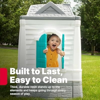 Step2 Neat & Tidy Cottage Kids Playhouse, Indoor and Outdoor Playset, Interactive Sounds, Toddlers 1.5+ Years Old, Easy to Assemble, Grey