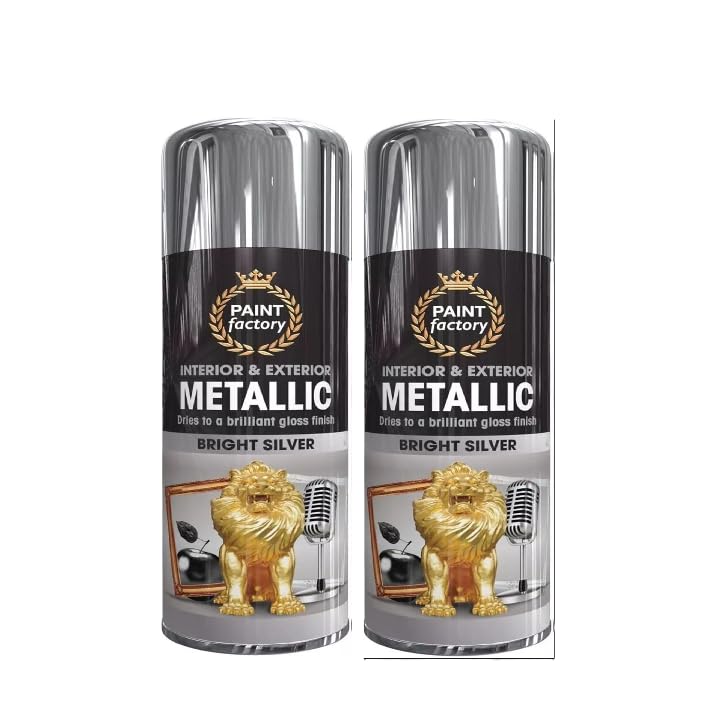 SuperGift.com 400ml Metallic Silver Spray Paint Fast-Drying Decorative Spray Paint for Metal Wood Plastic & DIY Projects (2)