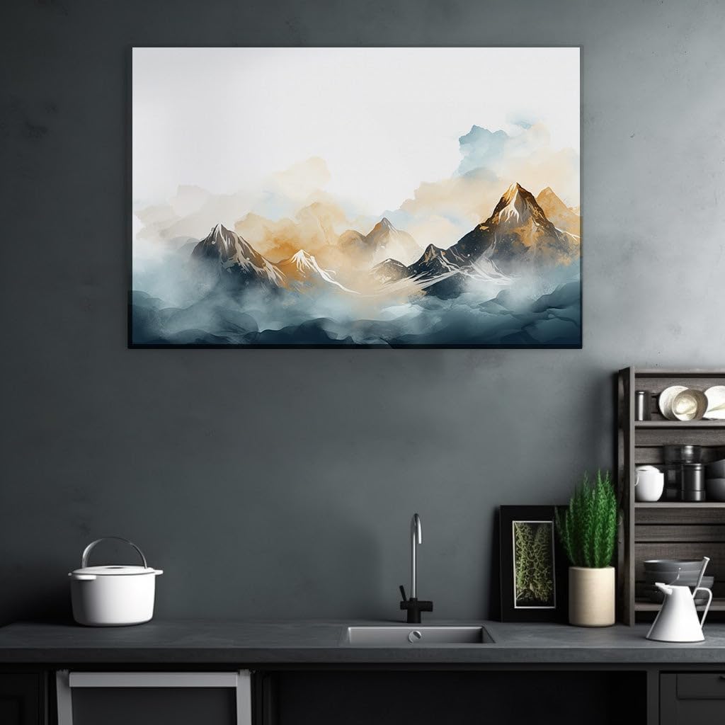 Canvas for Living room. Whispering Peaks A Journey Through Brush Strokes and Serenity, 27 x 18 inch Canvas Wall Art - Contemporary Masterpieces - Modern Home Decor - 69x46 cm (27x18 inch)
