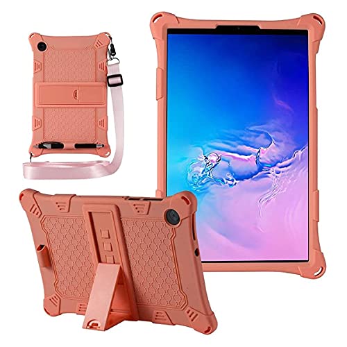Dida Case for Lenovo Tab M10 Plus 10.3 Inch and Lenovo Tab M10 HD 10.1 inch Tablet Soft Silicone Case with Shoulder Strap Adjustable Stand (Pink)