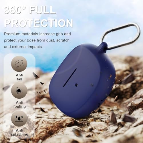 Image of Silicone Cover Compatible with Bose Ultra Open Earbuds Case Cover, Compatible with Bose Earbuds case Cover, Shockproof Protective Pouch (Dark Blue)