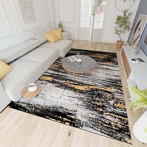Mazovia Alfombra Modern de Salón Grande de Pelo Corto - Alfombras Salón - Alfombras de Habitación de Matrimonio, Dormitorio y Comedor - Gris Amarillo 160 x 230 cm Cover