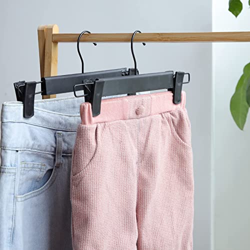 Image of NORTHERN BROTHERS 30 Pack Plastic Pants Hangers with Clips, Adjustable Non-Slip Skirt Hangers for Women, Closet Hangers for Trousers & Shorts, Black